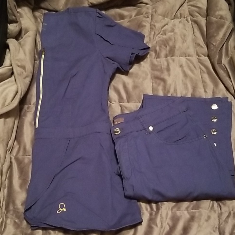 Jaanuu Navy Blue Tulip Top and Flare Pants Set